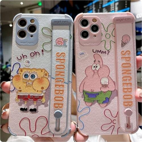 Wristband Cartoon Sponge Apple 11 12Pro xsmax Phone Case iPhone6s Stand 8 Cartoon 7 Plus All Included