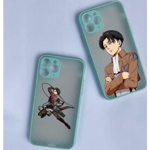Anime Attack on Titan Phone Cases For iphone 12 11 Pro Max Mini XS 8 7 Plus X SE 2020 XR Matte Transparent Light blue Cover