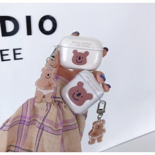 For AirPods Case Cute Koala Bear Pendant Earphone Case For AirPods 2 3 AirPods Pro Soft TPU Clear Earphones Cover with Keychain