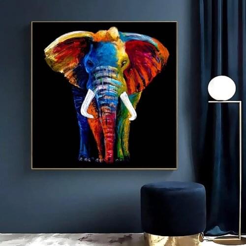 Color Elephant Oil Paintings Print On Canvas Pictures For Living Room Home Decor Animal Posters and Prints Wall Art Paintings