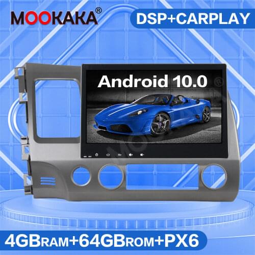 For Honda Civic 2006-2011 PX6 Android 10.0 64G Car Multimedia Player Auto Radio GPS Navigation Stereo Head Unit Recorder Carplay