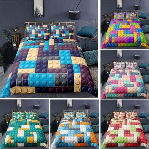 Home Textile Luxury 3D Toy Blocks Print 2/3Pcs Comfortable Duvet Cover PillowCase Bedding Sets Queen and King EU/US/AU Size