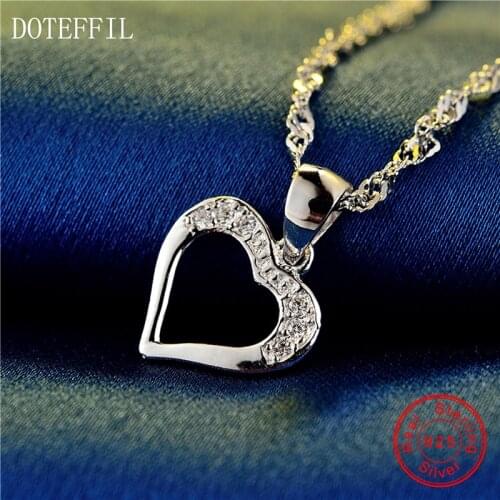 Hot Sale Fashion 925 Silver Necklace Women Charm Heart 100% Silver Pendant Necklace Luxury Jewelry