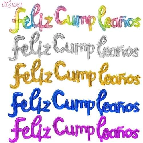 Spanish Happy Birthday Letters Balloons Lowercase Conjoined Alphabet Foil Globos Baby Shower Birthday Party Decoration Banner