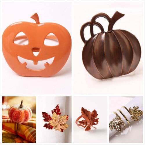 Halloween Napkin Rings Decorative Pumpkin Napkin Buckles Props Pumpkin Napkin Buckle Napkin Ring Party Dinner Table Decor