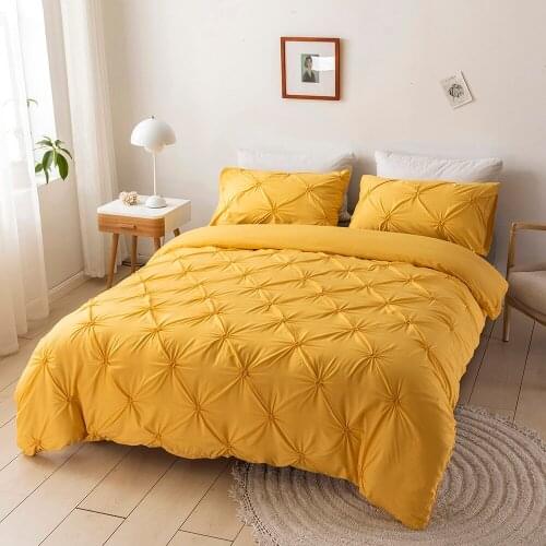 3 Pcs Duvet Cover Set Pinch Pleat Bedclothes Bedding Sets Queen/King Size Home Hotel Use Bed Linens Bed Duvet Cover Set