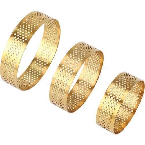 Circular Tart Ring Mousse Cake Ring Bottom Tower Pie Cake Mould Baking Tools Heat-Resistant Perforated Cake Mousse Ring