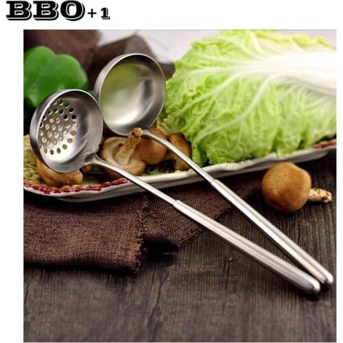 11'' Stainless Steel Kitchen Spoon Colander Long-handle Big Soup Hot Pot Spoon Kitchenware Cooking Utensils Cook Tool Cookware
