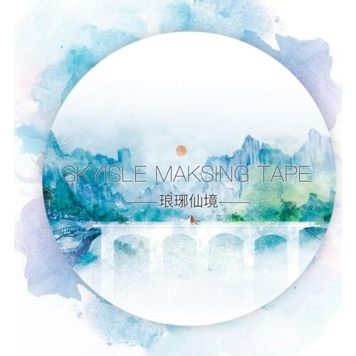 6CM*5M Chinoiserie Masking Tape Hand Account Sticker Bullet Journaling Accessories Green Mythical Wonderland Stickers Aesthetic