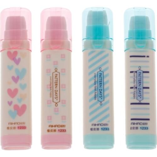 Cute Kawaii Heart Flower Rubber Erasers Lovely Stripe Pencil Eraser For Kid Gift