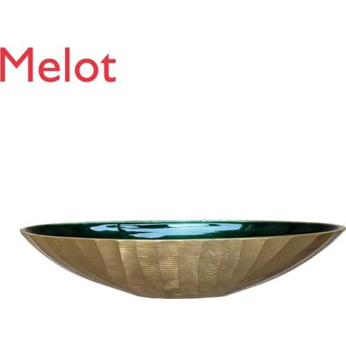 Minimalist Aluminum Fruit Plate Tea Table Bronze Tray Decorations Bowls and Plates Avant-garde Art Souvenirs, Gifts Family