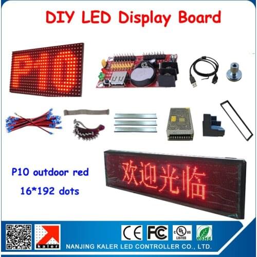 6Pcs P10 Red Led Module + 1Pcs Control Card + 1Pcs Power Supply+ Magnets + All Cable Outdoor LED Programmable Sign Display Board