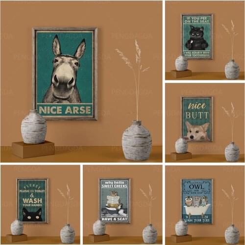 Wall Art Canvas Prints Painting Owl Cat Donkeys Home Decoration Animals Pictures Modular No Framework For Office Poster Artwork