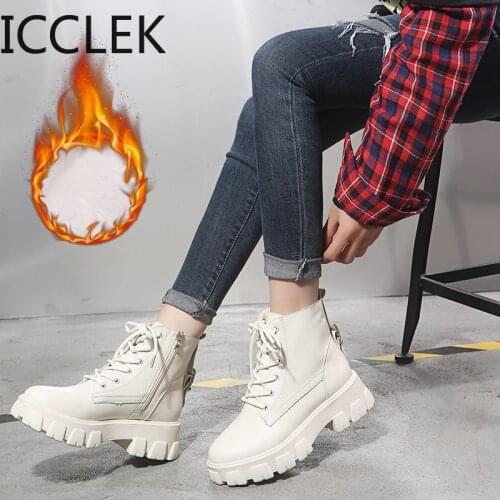 New Thick-soled Womens Boots Fashion Zipper Convenient Short Boots Autumn Winter Warm Casual Womens Work Boots A009