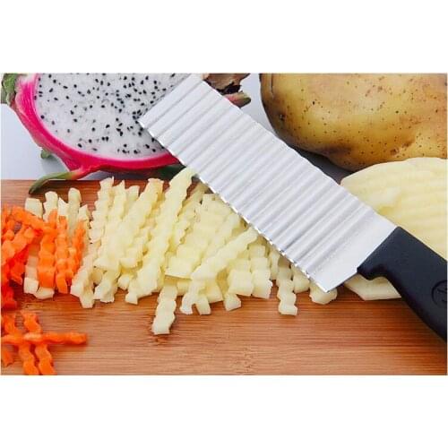 Potato French Fry Cutter Stainless Steel Serrated Blade Easy Slicing Banana Fruits Potato Wave Knife Chopper Kitchen Accessories
