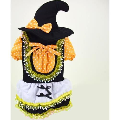 Pet cat dog clothes, Teddy VIP Halloween Witch Hat and clothes