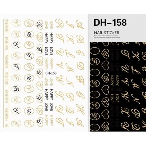 Popular Nail Manicure Sticker LUXURY Brand Logo Letter Nail Sticker Back Glue Adhesive DIY Decals Foil Manicure Nail Art Sticker