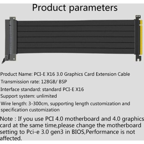 Q1JF Extension Cable PCI Express Riser Shielded Extender Full Speed 3.0 PCIE X16 Riser Cable Graphics Card 30cm