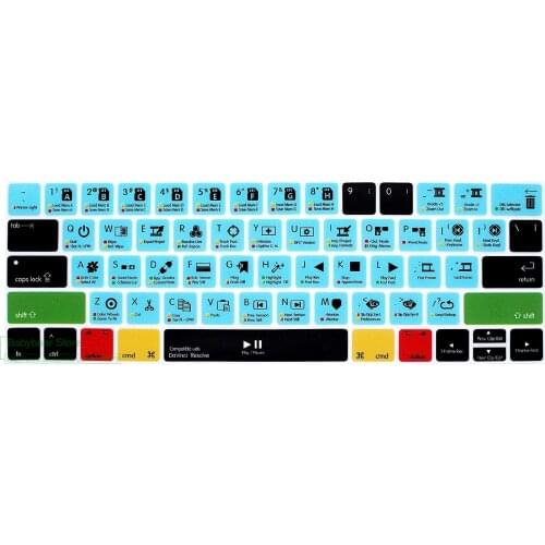 DaVinci Resolve Hot key Shortcut Silicone Keyboard Cover Keypad SKin for Macbook Pro 13" 15" Newest 2017/2016 with Touch Bar