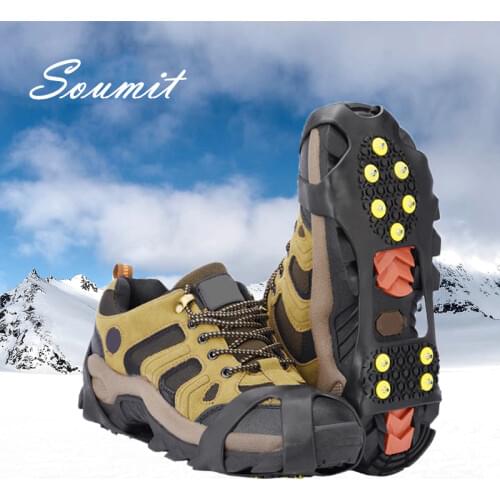 Soumit 10 Studs Ice Gripper Spike for Shoes Outdoor Anti Slip Climbing Snow Spikes Crampons Cleats Chain Claws Grips Boots Cover