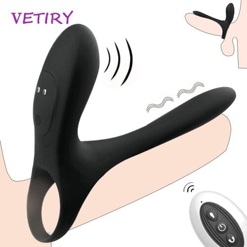 Penis Vibrator With Double Ring Couple Vibration Remote Control Vagina Clitoris Stimulator Long Lasting Erection Adult Sex Toys