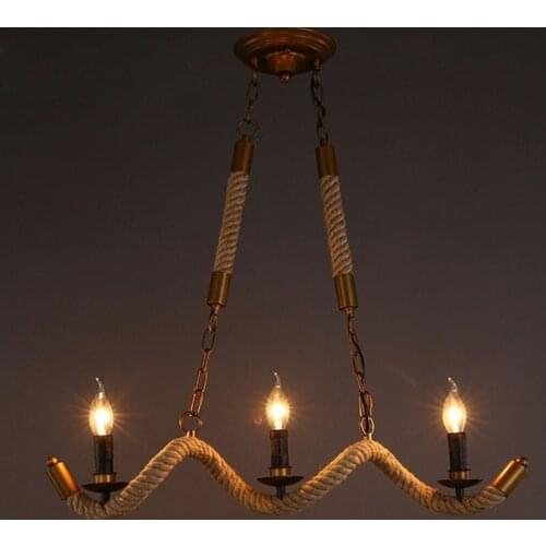 Nordic vintage pendant lamps industrial style light wavy rope chandelier for restaurant bar cafe warehouse bra bedroom light WF