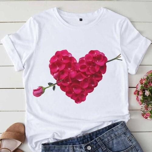 Rose Flower Graphic Print T-shirt Women Harajuku Aesthetic White Tops Casual Tshirt 2021 New Summer Fashion Y2k Female T Shirt