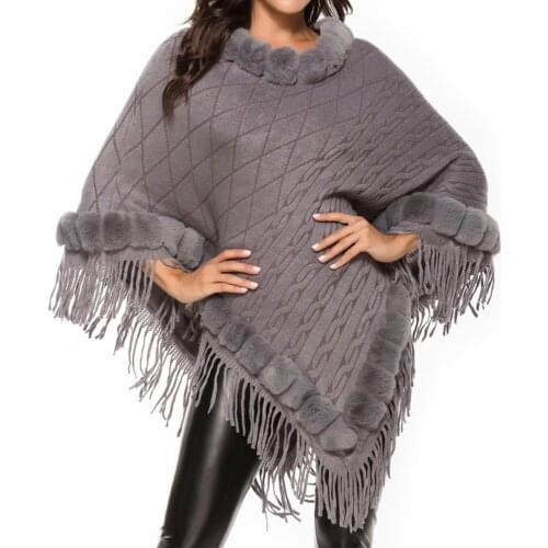 Women Autumn Winter Round Collar Breathable Solid Color Warm Shawl Outerwear