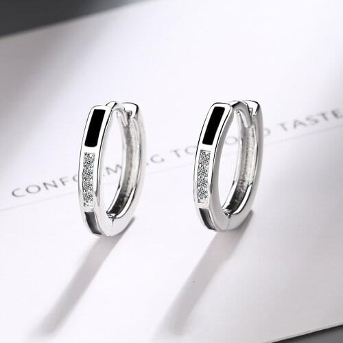 925 Sterling Silver Zircon Circle Stud Earrings For Women Girls Party Korean Fashion Jewelry Pendientes eh389