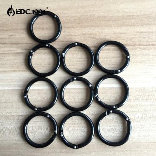 10pcs EDC tools black Circle Round Carabiner Camping Spring Snap Clip Hook Keychain Camping Climbing Hiking Outdoor Travel
