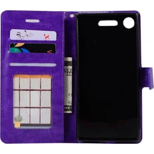 10pcs/lot free shipping Soft TPU + PU Leather Crazy Horse Wallet Leather Case For Sony Xperia XZ1/XZ1 compact XZ/XZ compact