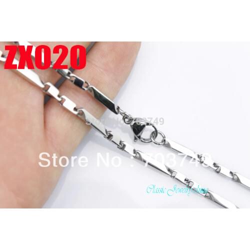 Wholesale -2+1 Square column 3mm casting stainless steel necklace fashion jewelry Mens male chains 10pcs ZX020