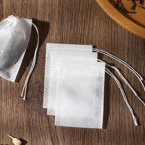 100Pcs Disposable Drawstring Tea Bag Mesh Filter Herb Storage Strainer Pouch