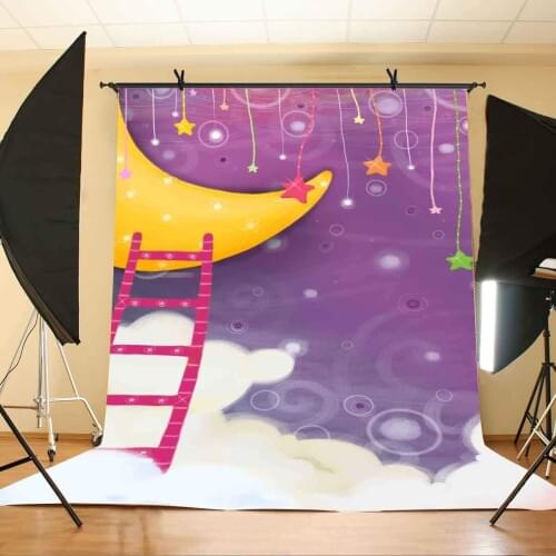 150x220cm Childlike Cartoon Drawing Backdrop Moon Ship Photography Background Children Photo Shooting Props