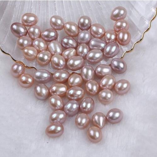 2Pcs High Quality 10-11mm Purple Color Rice Shape Loose Bead No Hole Real Cultured Freshwater Pearl For Jewelry Making