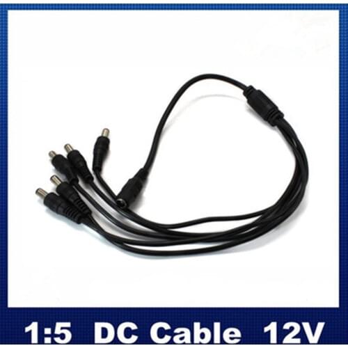 2PCS/LOT DC Power Jack Splitter Adapter Connector Cable 1 DC Female To 5 Male plug for Security CCTV Camera and LED Light