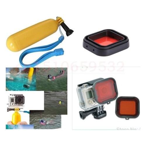 2 in1 GoPro Hero3 3+ Red Diving Housing Filters + Camera Mount Handheld Grip Float Stick Monopod SJ4000 + Exempt postage