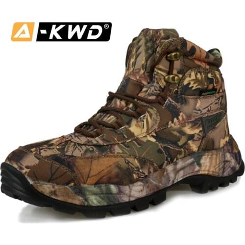 2019 Fashion Camouflage Work Shoes High Tops Waterproof Boots Men Genuine Leather Man Shoe Outdoor Sneakers Man Sport Shoes Men