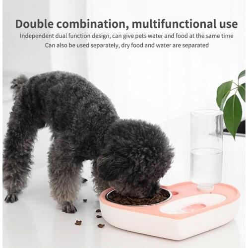 2in1 Automatic Water Bottle Stainless Steel Dog Bowl For Pet Cat Food Water FeedingPet Basin Travel Feeder Water Drinking Bowl