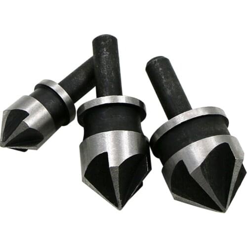 3pcs/2pcs set 90 Degree 1/4 Hex Shank, 6mm Round Shank Countersink Drill Bit 19mm, 16mm, 12mm Woodworking Chamfering Debur Tool