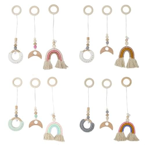 3Pc/Set Nordic Baby Gym Frame Pendants Wooden Clothes Rack Rainbow Hanging Play Toys Newborn Kids Room Decoration Shower Gifts