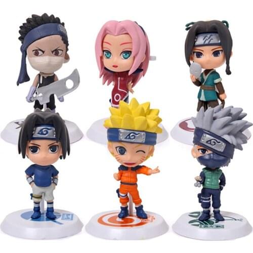 6Pcs Anime Naruto Figures NARUTO Action Figure Uzumaki Kakashi Figurine Q Version Model Ornaments Cartoon Kawaii Kids Toys Gifts