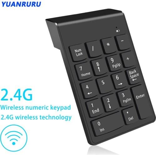 Wireless Mini 2.4GHz Wireless Numeric Keypad Numpad 18 Keys Digital Keyboard for Accounting Teller Laptop PC Notebook Desktop