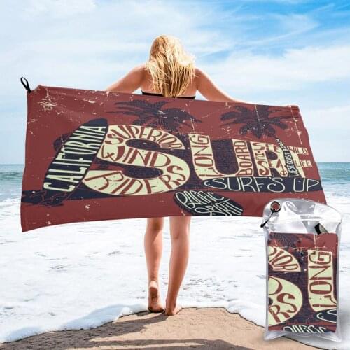 Quick Drying Pocket Towel California Surfing Palms Tree Portable Water Absorbent Towel No Pilling Sports Bath Towel