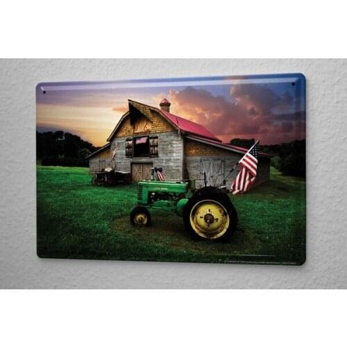 Decorative Tin Sign Tractor Garages old tractor barn America