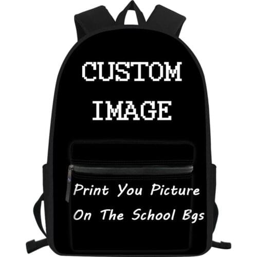 FORUDESIGNS Custom Images or Logo DIY Print Kid School Bags Canvas Childrens Schoolbags Backpack for Girls Boys Primary Student