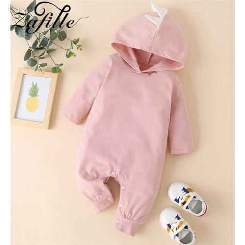 ZAFILLE Autumn Winter Baby Clothes Unisex Hooded Babys Rompers Cartoon Dinosaur Jumpsuit For Kids Overalls Baby Boy Clothes
