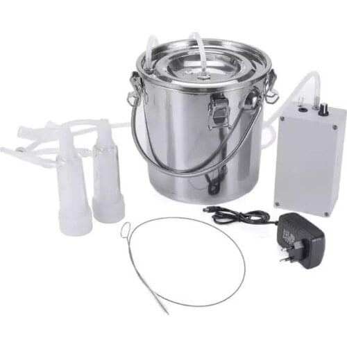 5L Electric Charge Stainless Barrel Milking Machine Farm Cow Goat Milker Impulse Type Adjustable Speed Vacuum Pump Suction
