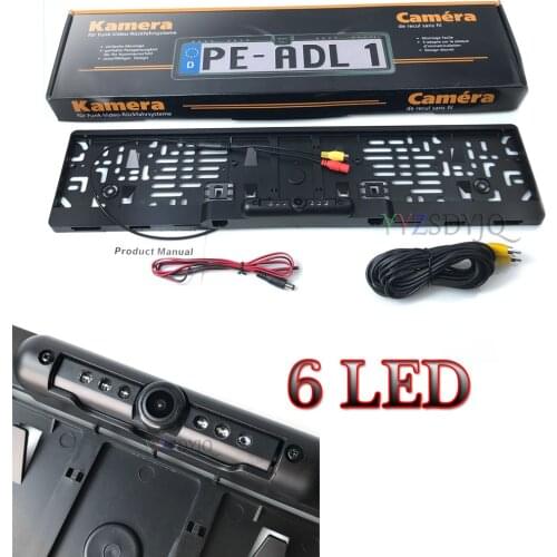 European License Plate Frame Rear View Camera Auto Car Reverse Backup Parking Rearview 170 Degree Camera 6 LED Night Vision