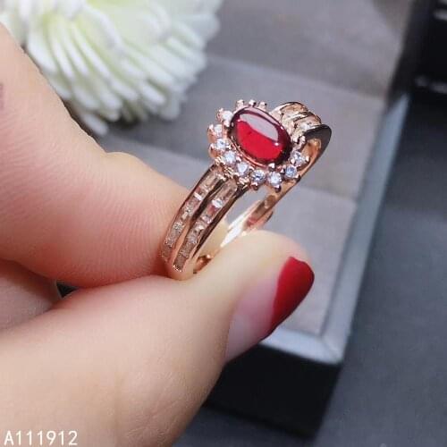 KJJEAXCMY fine jewelry natural garnet 925 sterling silver adjustable gemstone women ring support test exquisite